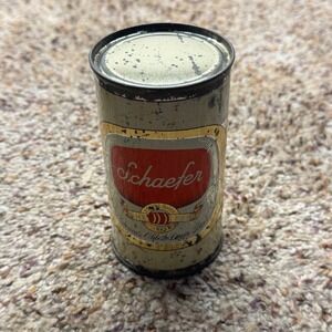 Vintage Schaefer Fine Beer Flat Top 12oz Tin Can Albany NY America Oldest Lager